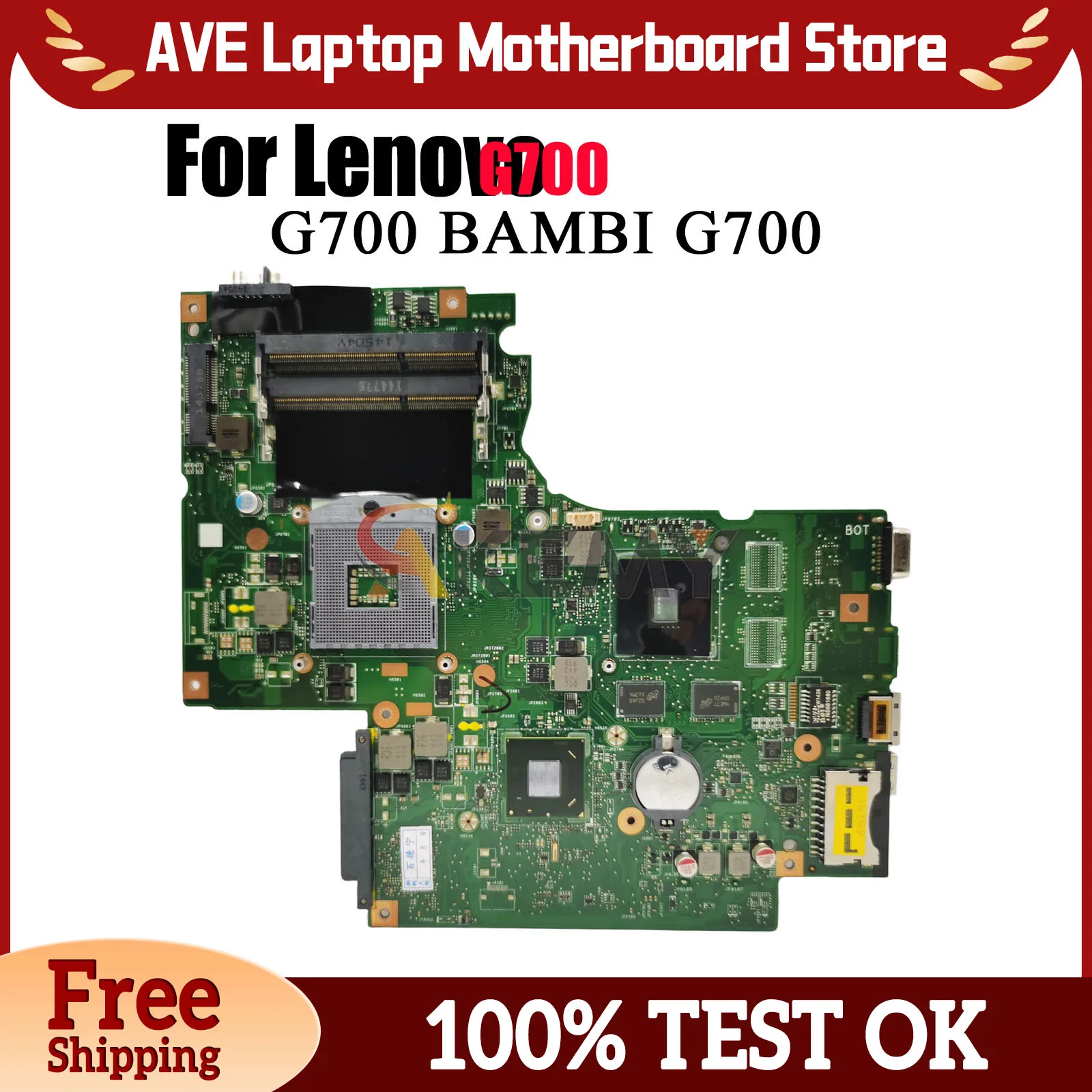 

G700 For Lenovo IdeaPad G700 Laptop Motherboard With Celeron CPU HM70 Chipset GMA HD 17.3 inch 100% Fully Tested