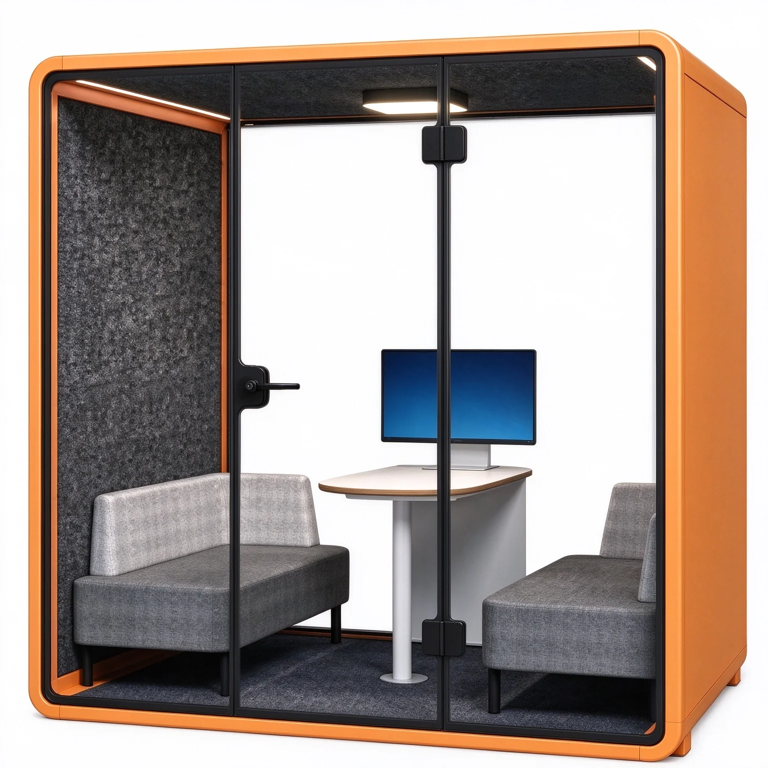 Mobile Acoustic Cabin Soundproof Pod Glass Panel Design For Library Individual Reading And Online Class