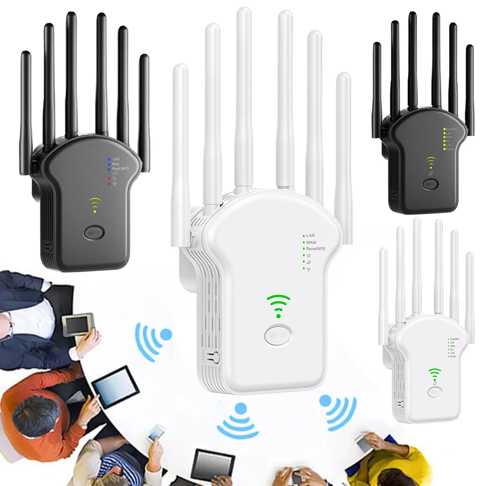 300Mbps/1200Mbps Wireless WiFi Repeater Dual-Band 2.4G 5G WiFi Signal Repeater with LAN/WAN Port WiFi Extender for Home Office