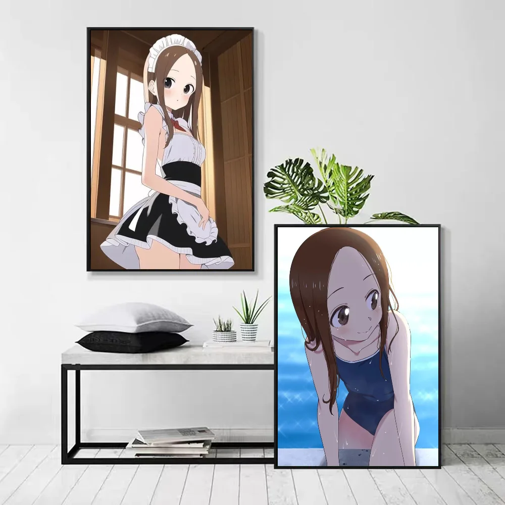 1pc Anime T-Teasing Master Takagi San Poster Self-adhesive Art Waterproof Paper Sticker Coffee House Bar Room Wall Decor