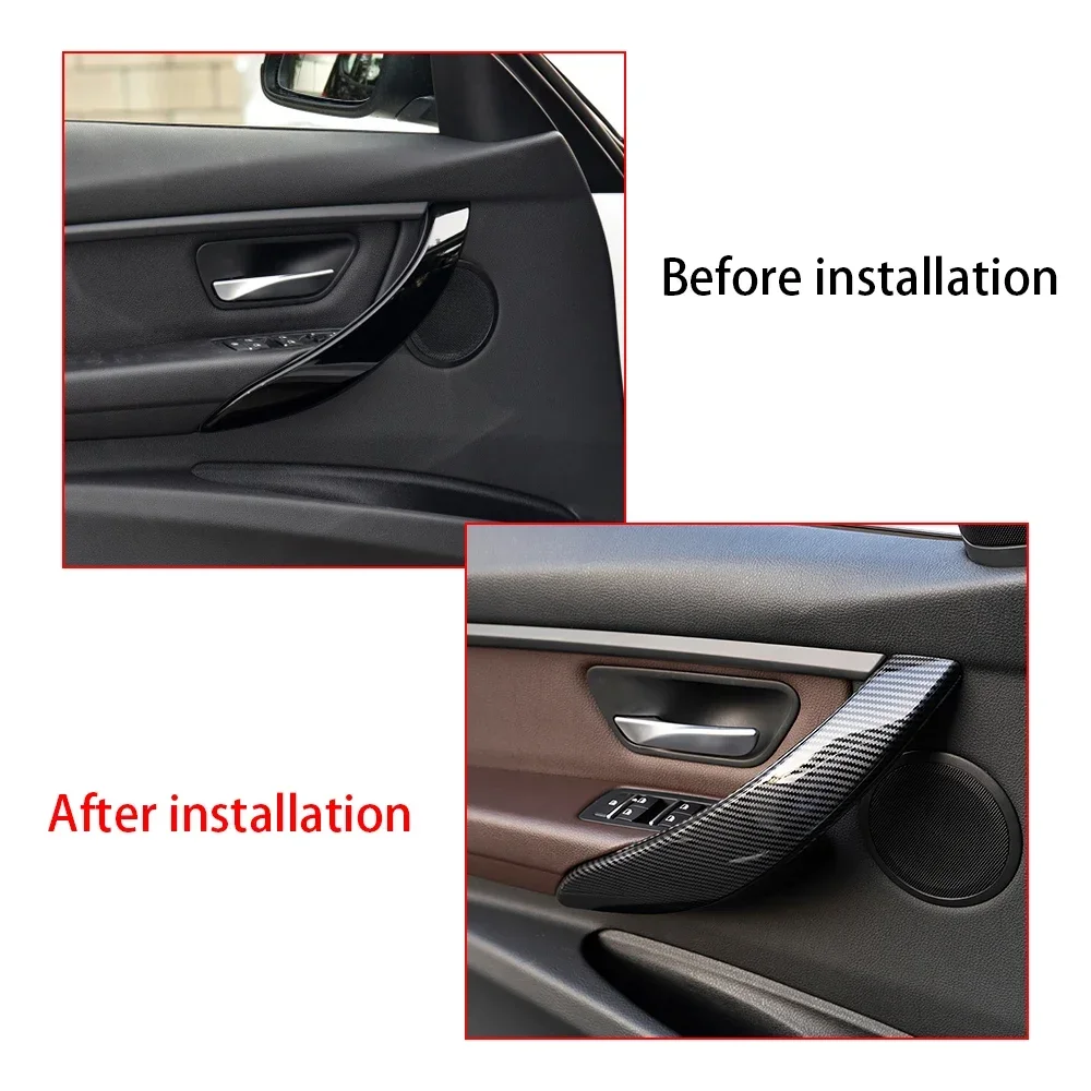 

Car Interior Door Pull Handle For BMW F30 F80 F31 F32 F33 F35 F82 F83 2012-2017 Inside Handles Cover Trim Carbon Fiber Look