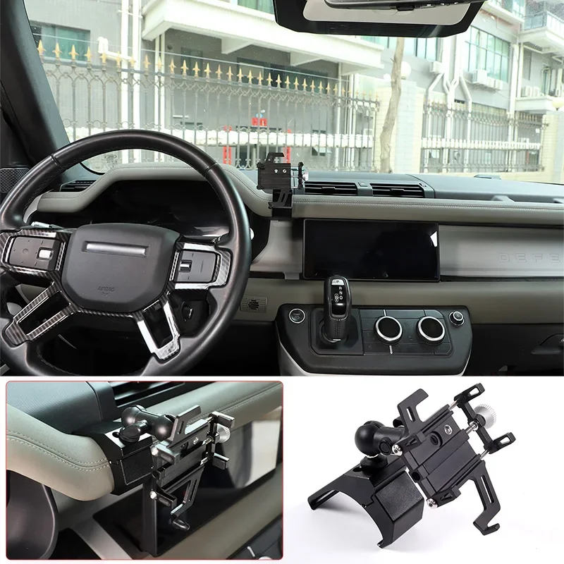 

Alumium Alloy Mobile Phone Holder Trim For Land Rover Defender 110 2020-2023 Car Air Vent Mobile Phone Holder Accessories