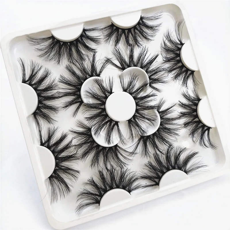 MIOFIA 7쌍 두꺼운 속눈썹 연장 25mm 인조 밍크 속눈썹 동물 학대 없이 도매 가짜 속눈썹 메이크업 도구