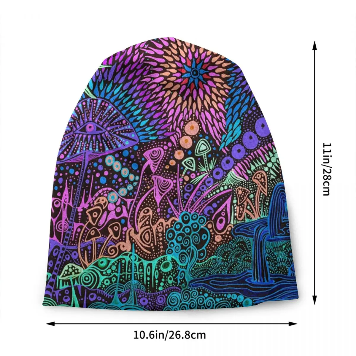 Magic Mushroom Trippy Psychedelic Neon Pastel Goth Beanie Cap Winter Warm Bonnet Homme Knitting Hats Ski Skullies Beanies Caps