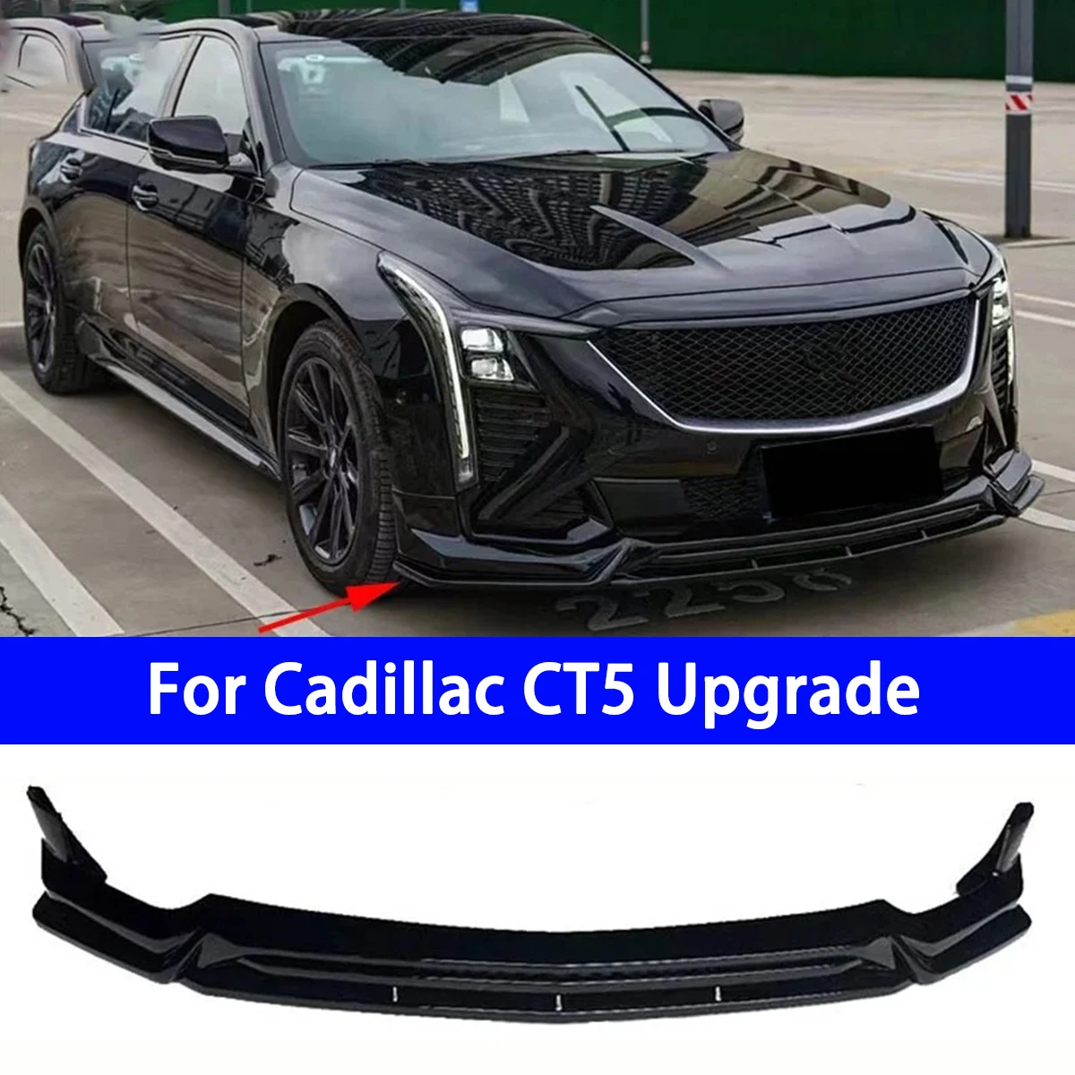 Adatto per Cadillac CT5 24-26 pala anteriore integrata labbro anteriore nero/carbonio fantasia CT5 labbro paraurti anteriore ala nera