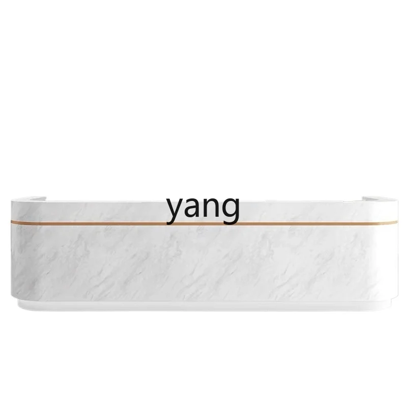Yjq ，company front desk imitation marble reception fashion paint beauty salon curved desk