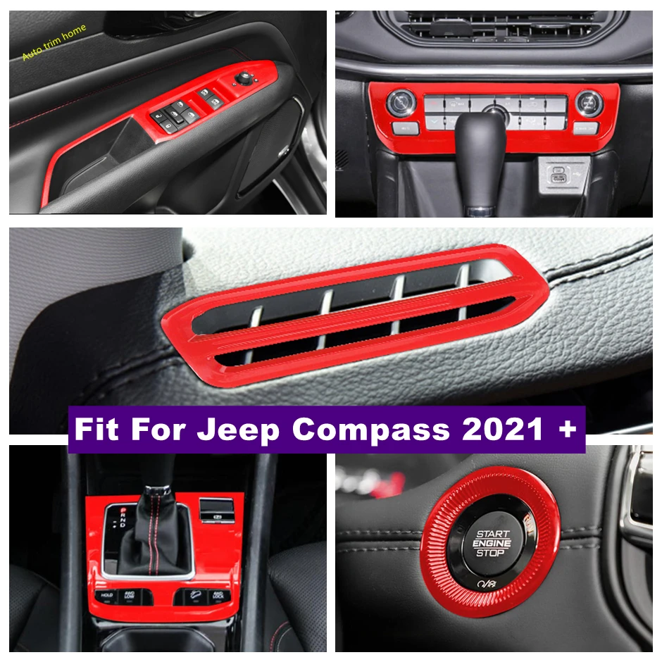 

Start Stop Engine Push / Window Lift Button / Air Vent AC Control Panel Cover Trim For Jeep Compass 2021 - 2023 Car Accessories