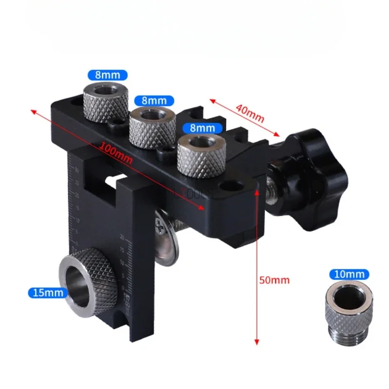 3in1 Adjustable Doweling Jig 8/10/15MM Dowel Drill Guide Kit Woodworking Pocket Hole Jig Drilling Locator Wooden Panel Splicing