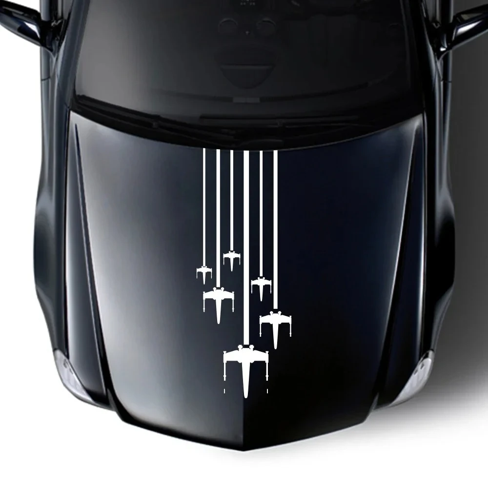 Car Hood Bonnet Engine Sticker X-Wing Destroyer Ship Falcon Wars Tie Fighters Auto Vehicle Battle Empire Vinyl Film Decal Decor