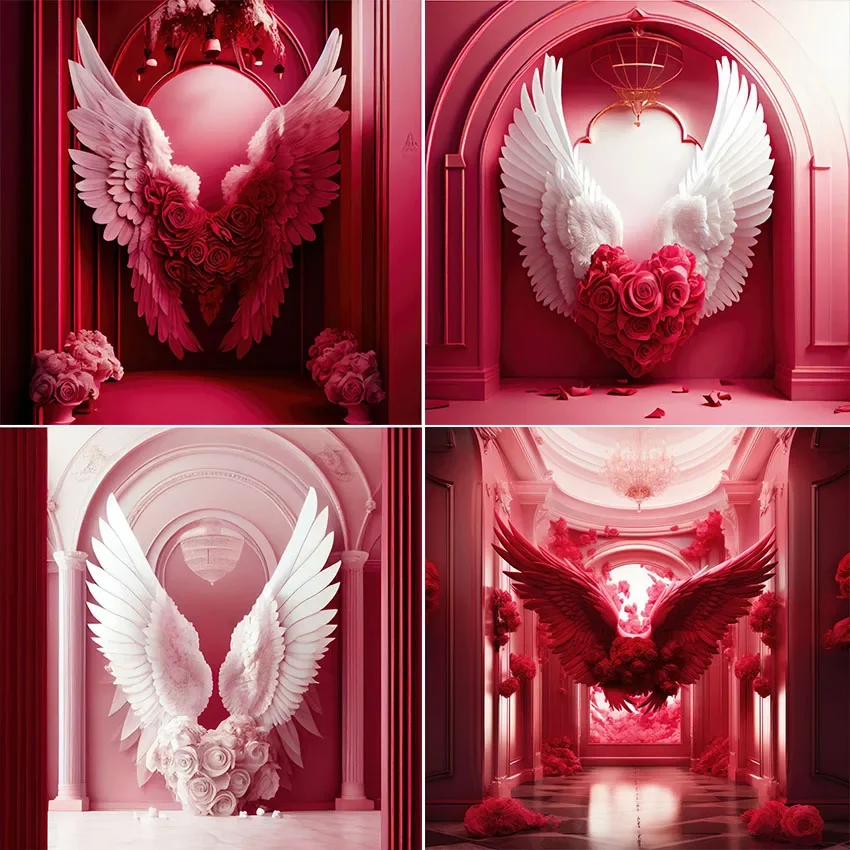 Mehofond-Fondo de fotografía con alas de Ángel, telón de fondo romántico Floral para adultos, cumpleaños, boda, retrato de maternidad, decoración de estudio fotográfico