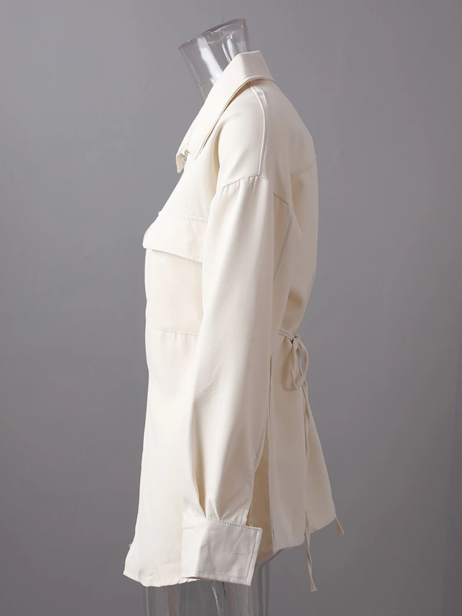 CHICEVER solide épissé fermeture éclair femme chemise revers à manches longues minceur tempérament bases femmes chemises été nouveau Style de mode