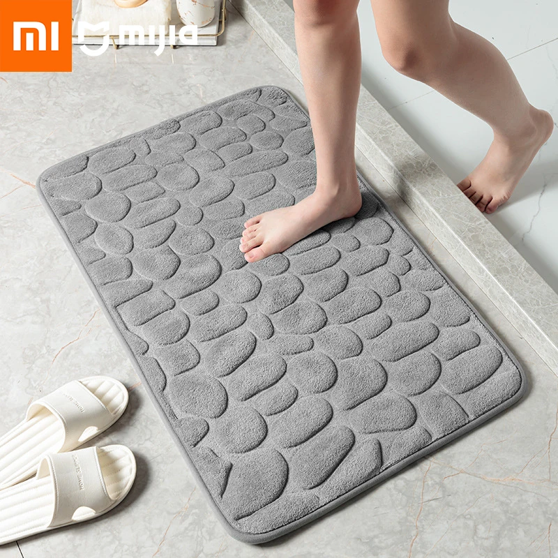 Xiaomi Mijia Bathroom Bath Mat Non-slip Carpets 3D Cobblestone Embossed Memory Foam Pad Absorbent Bathroom Living Room Floor Mat