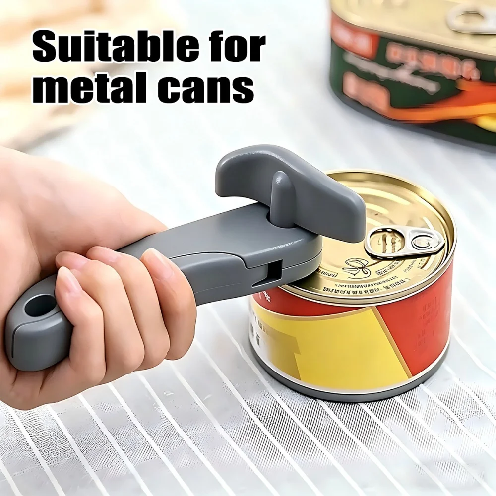 Portable Can Opener Plastic Safety Hand-actuated Bottle Opener Anti Slip Easy Grip Side Cut Multi-Func Professional Kitchen Tool