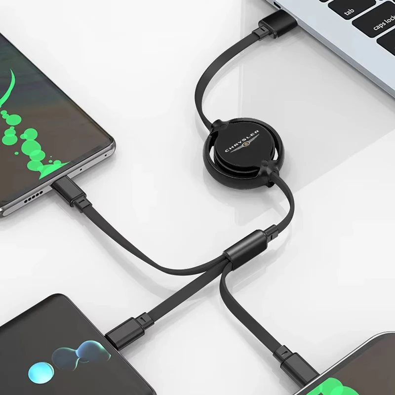 كابل بيانات شحن سريع للسيارة قابل للتطوير 3 في 1 سلك بيانات لكرايسلر 300c 300 200 200c ملحقات السيارة