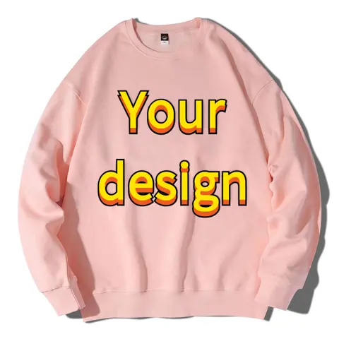 Customized Printed Cotton O Neck Pullover Long Sleeved Sweatshirts Men Women DIY Your Like Photo or Logo Fashion Casual Tops Tra
