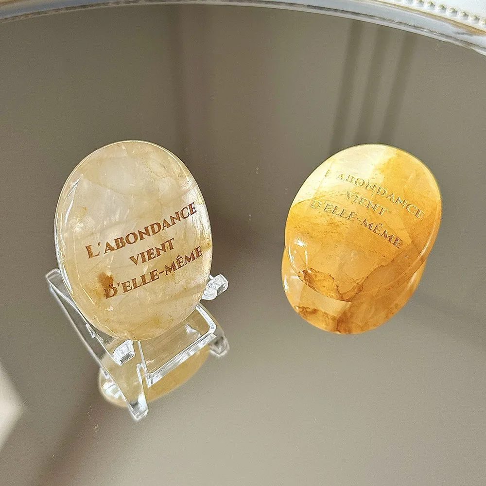 1PC Yellow Phantom Quartz Natural Crystal Palm Stone Healing desktop ornaments Original Design