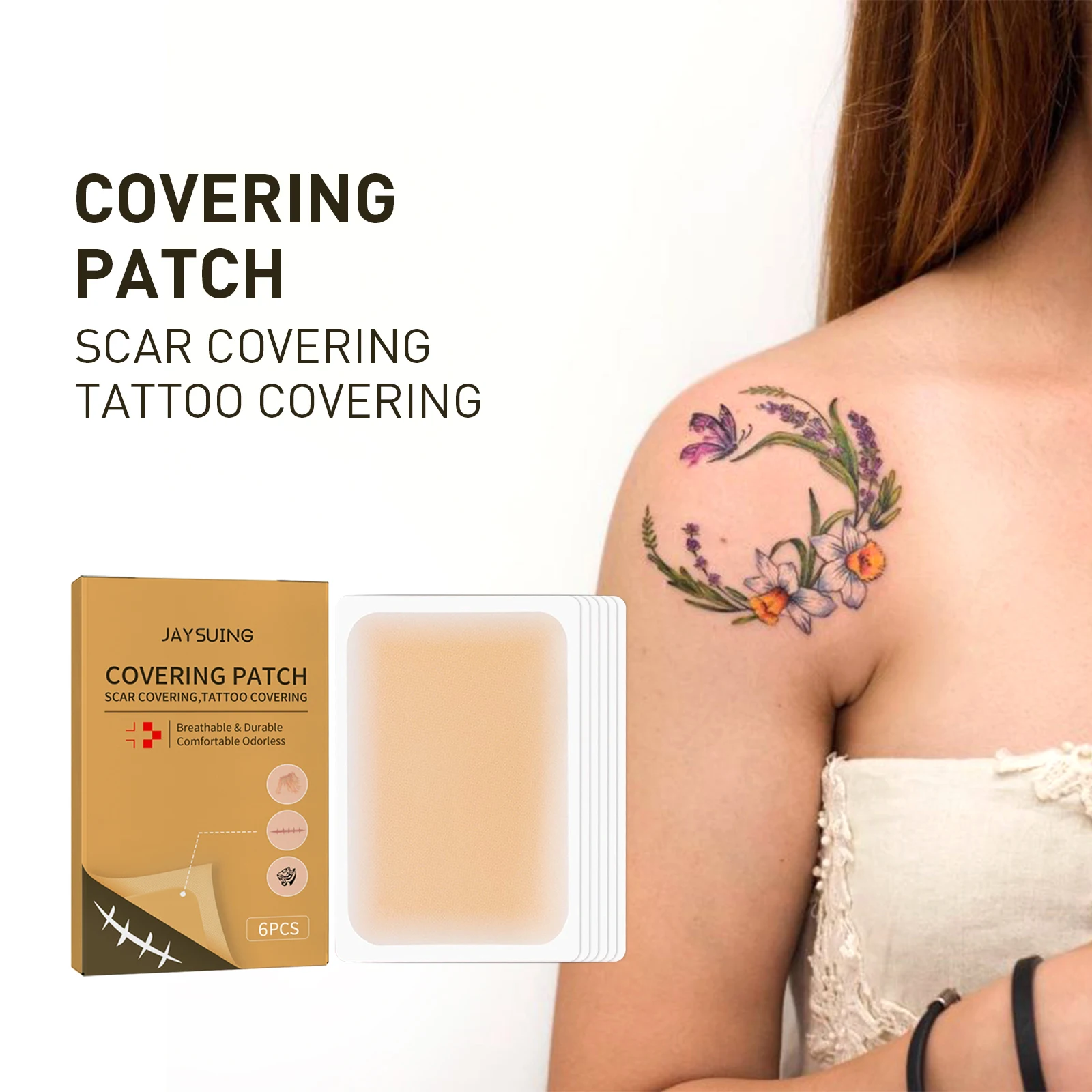 

Covering Scar Tattoo Patch Sweat-Proof Waterproof Concealing Body Flaws Ultra-Thin Soft Breathable Invisible Concealer Stickers
