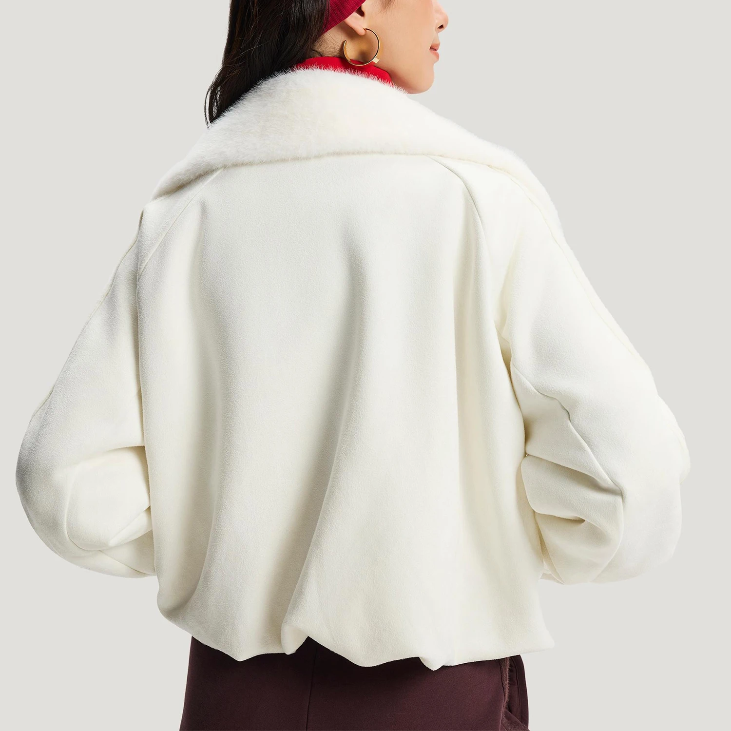 Adidas genuine winter women's loose casual high neck plush jacket KH2662