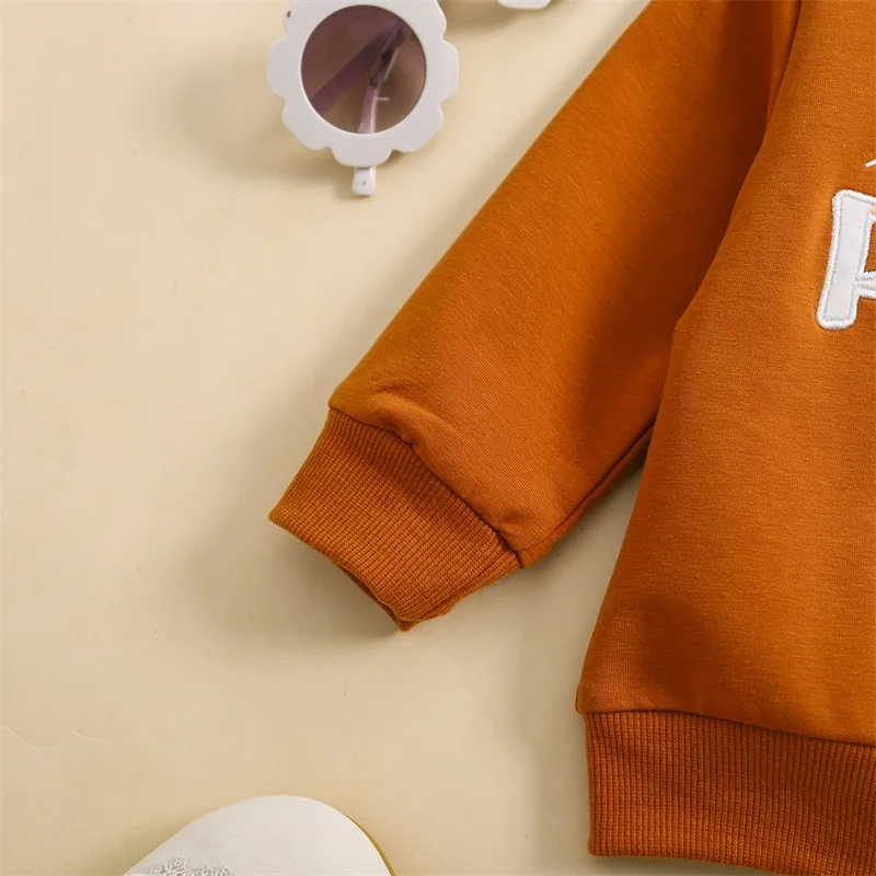 Осенняя одежда для маленьких девочек: толстовка с длинными рукавами с буквенным принтом и эластичные брюки-клеш с персиковым принтом, комплект одежды из 2 предметов