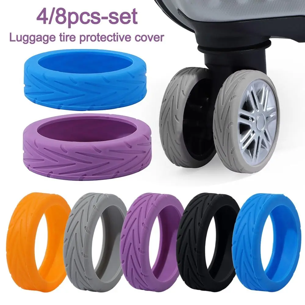 

8PCS/Set Silicone Travel Luggage Caster Shoes with Silent Sound Reduce Wheel Wear Suitcase Wheels Protection Cover