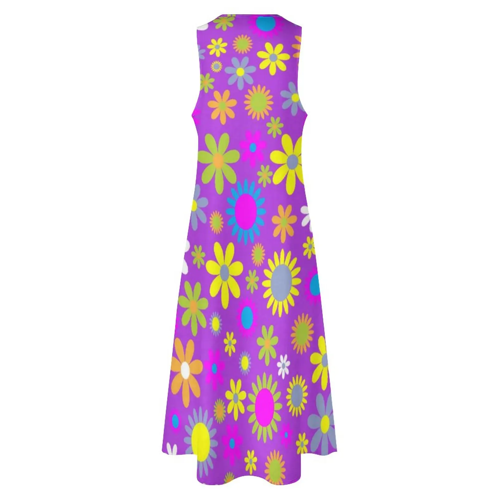 Rsychedelic Flower Power Robe Rétro 60s Impression Moderne Robe Maxi Femmes Motif Décontracté Robes Longues Esthétique Grande Taille Robe