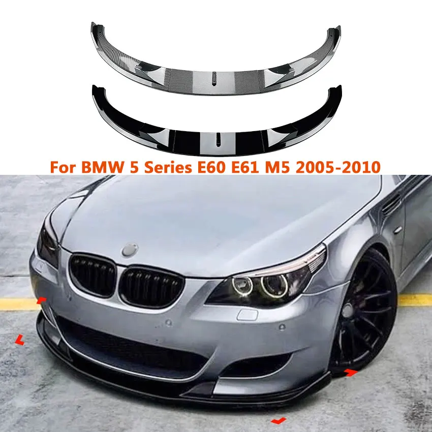 Three stage Car Front Shovel Lip For BMW 5 Series E60 E61 M5 2005-2010 Front Bumper Spoiler Splitter Diffuser Accessories