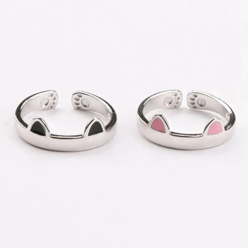 Cute Ring Cat Ear Finger Rings for Girls Open Design Fashion Ring Jewelry for Women Child Gift Adjustable Cat Claw Ring Jewelry