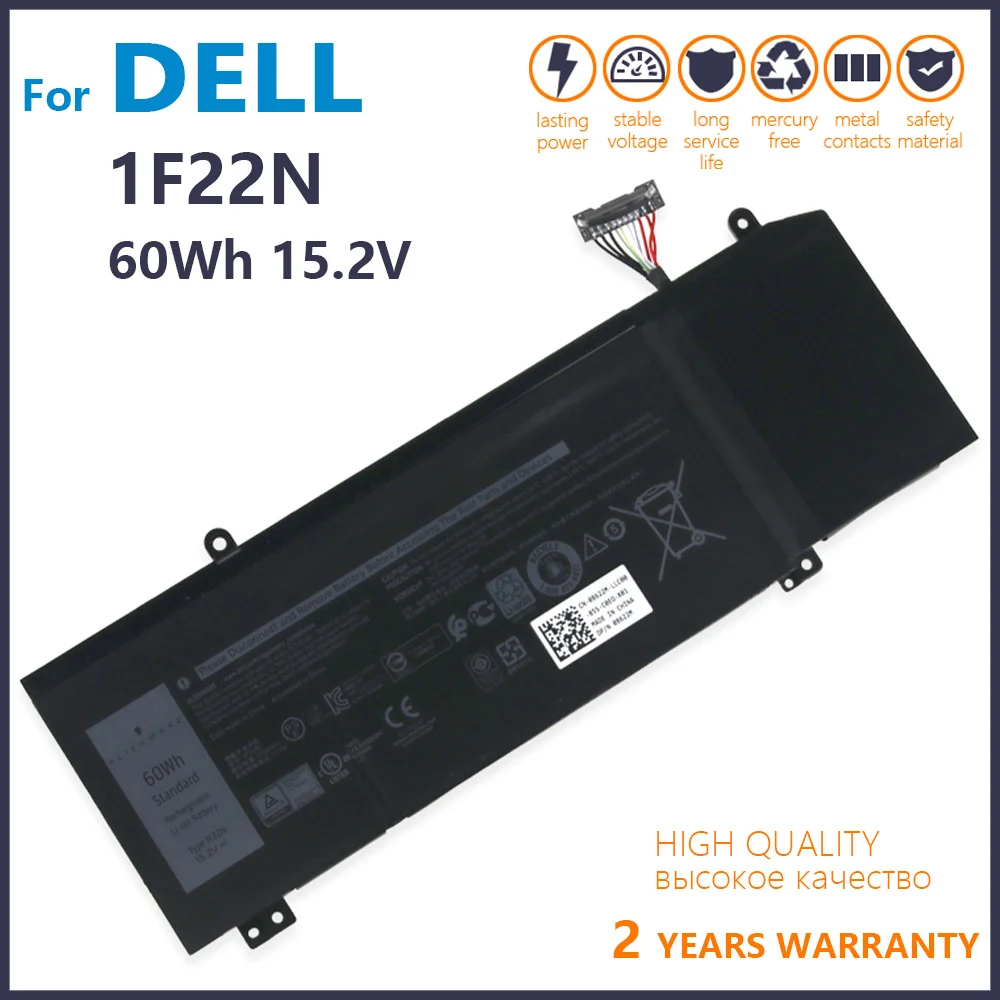 Genuine 1F22N Battery For Dell ALIENWARE 2018 orion M15 M17 R1 P82F P40E P79F P37E Inspiron G5 5590 G7 7590 7790 15.2V 60WH