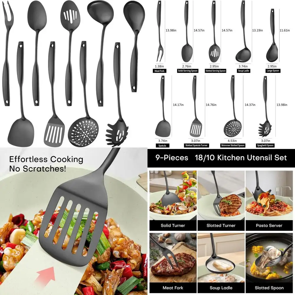 

Набор кухонных принадлежностей из нержавеющей стали 304, 9 предметов: лопаточка, токарный станок, ложка с прорезями, ложка для макарон, можно мыть в посудомоечной машине, русская