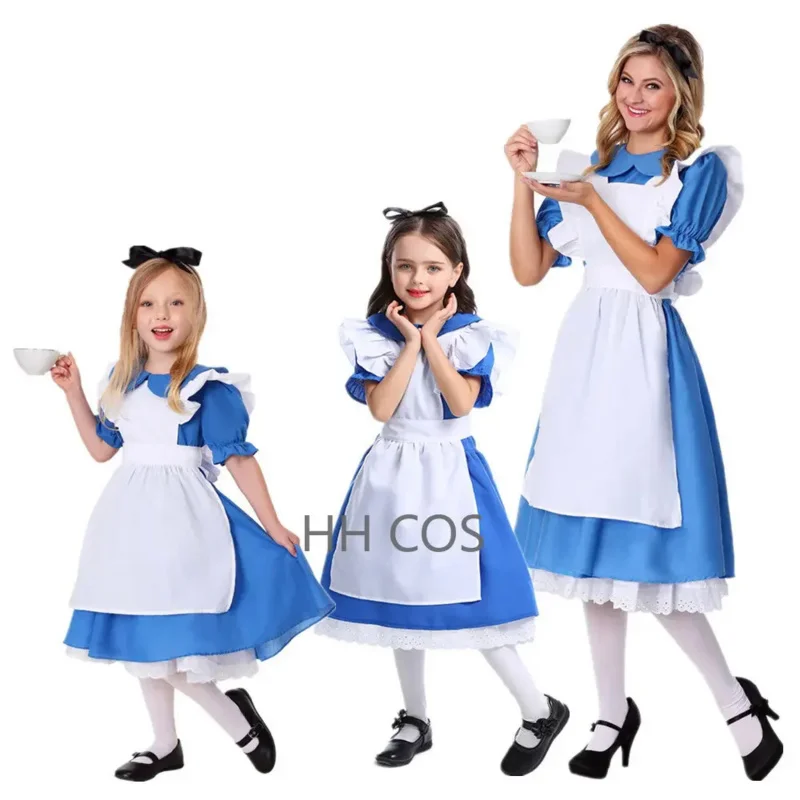 

Halloween Adult Kids Girls Anime Alice In Wonderland Adventures Party Dress Up Outfits Women Sissy Maid Lolita Cosplay Costume