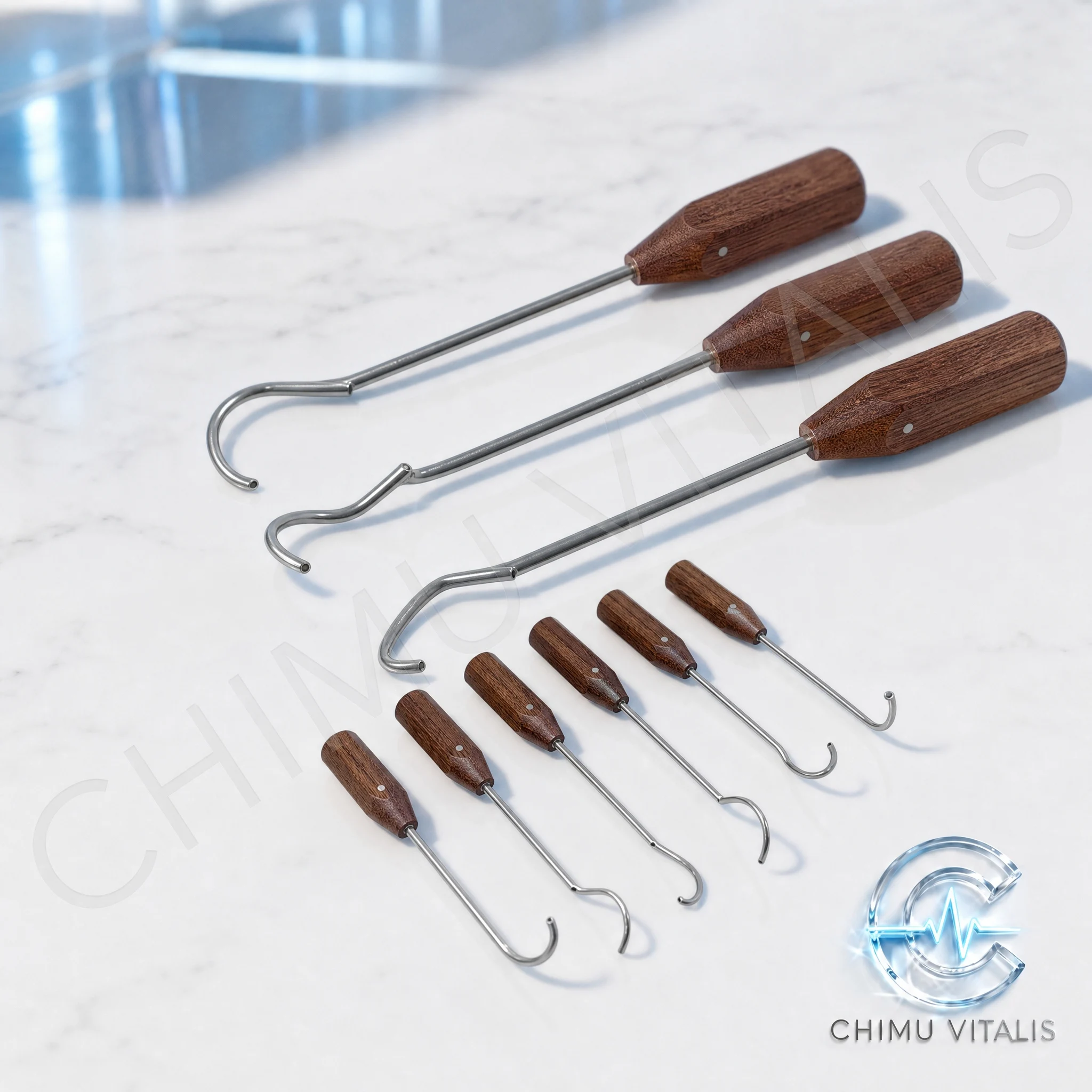 【CHIMU VITALIS】3mm Stainless Steel Wire Passer with Wooden Handle, Precision Guide Tool