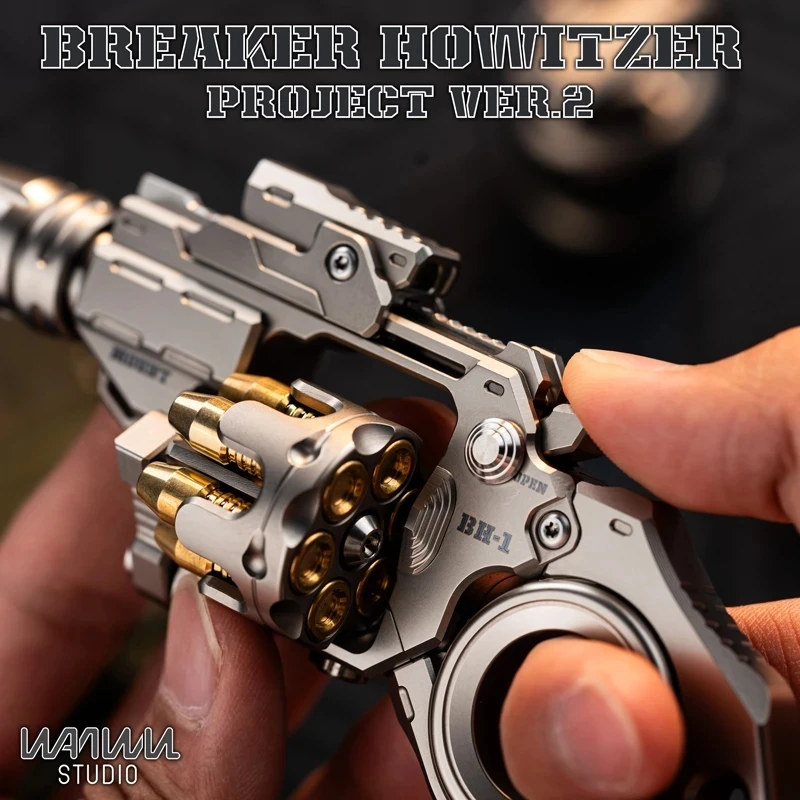 EDC Saboteur Revolver Flip Push Slider Gun Decompression Fidget Spinner Stress Relief Titanium Alloy Fingertip Ratchet Gyro Toy