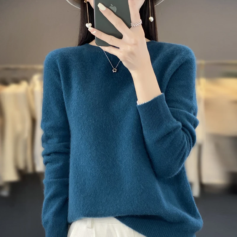 New Cashmere Sweater for Women in Autumn and Winter 100% Merino Wool Fashion O-neck Warm Pullover Top, image 12