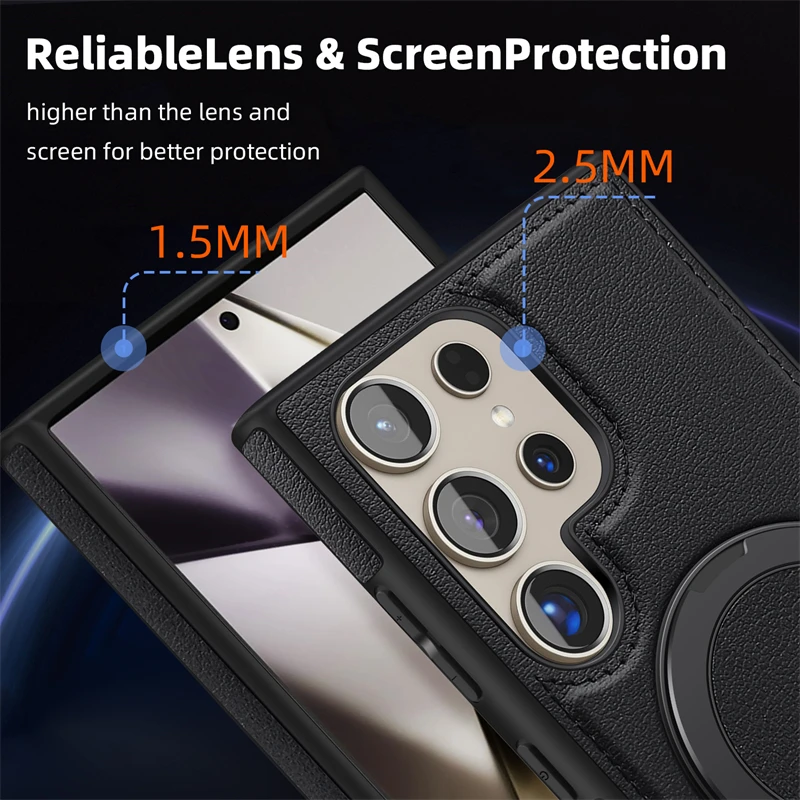 360 Rotating Metal Ring Stand Macsafe Magnetic Case for Samsung Galaxy S24 Ultra S23 S22 Plus S24Ultra S 24 Magsafe Holder Cover