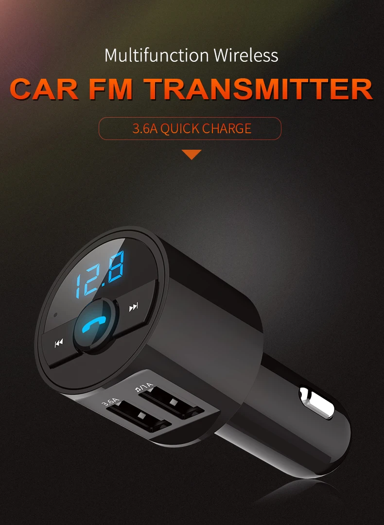 

FM Transmitter Car Bluetooth 5.0 FM Radio Modulator Car Kit 3.6A Dual USB Car Charger Handsfree Wireless Aux Audio MP3 Player