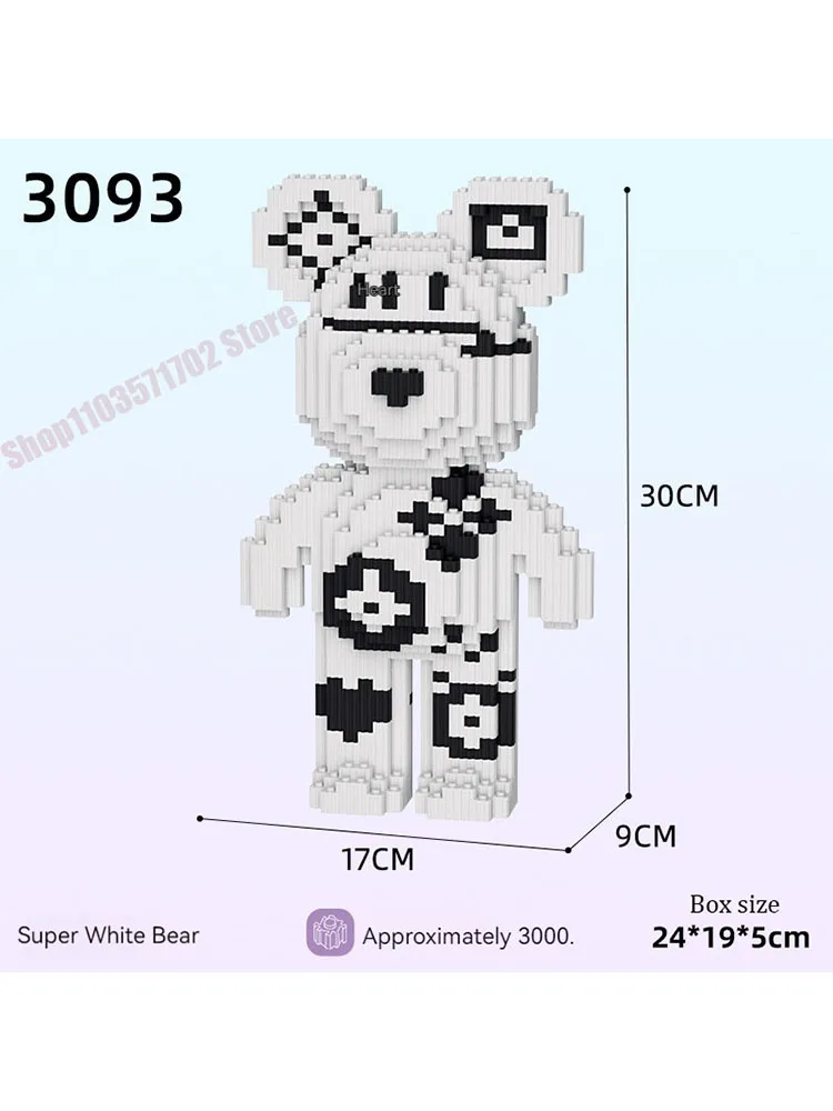 

Giant Fluid Violence Bear Cartoon Love Violent Bear Bearbrick Colour Model Building Block Micro Diamond Bricks Kids Toy Gift Set