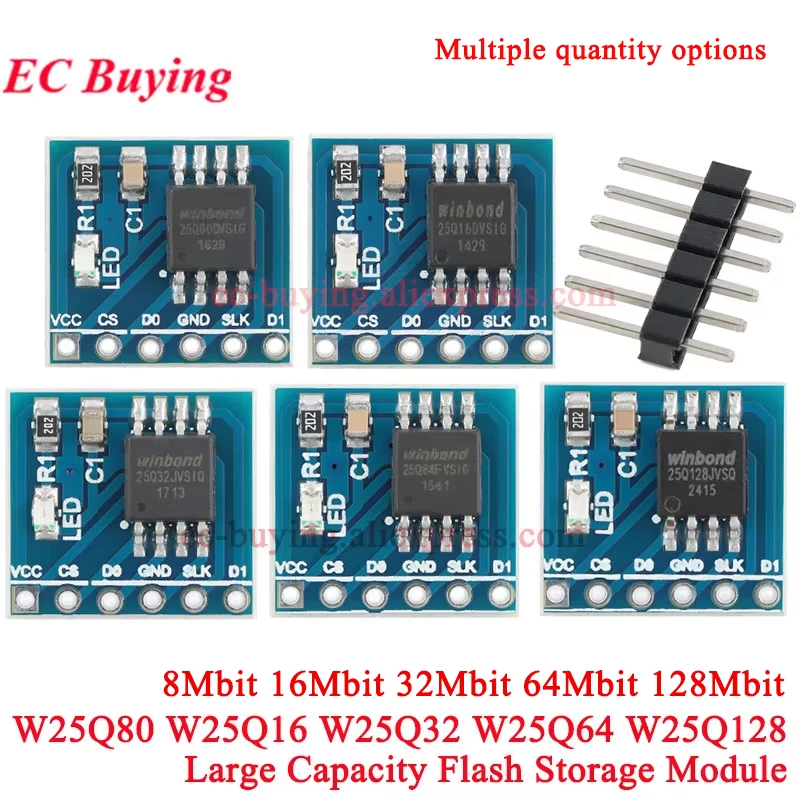 1pc-20Pcs W25Q80 W25Q16 W25Q32 32Mbit W25Q64 64Mbit W25Q128 128Mbit 8MByte FLASH Storage Module SPI Interface BV FV STM32 Code