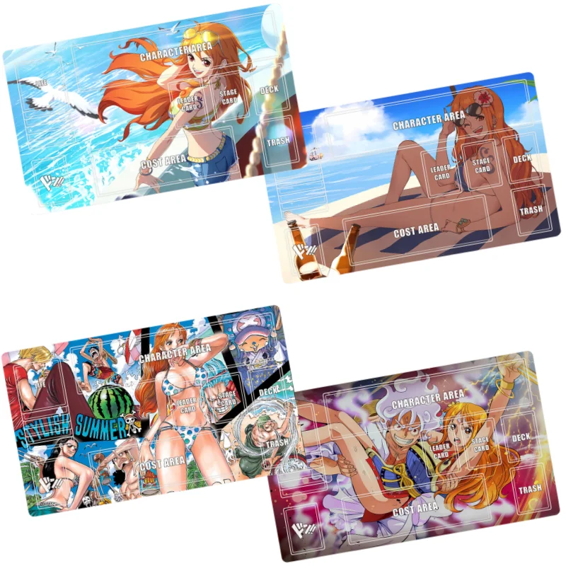 One Piece OPCG Card Pad Nami Robin Luffy Anime Game Characters Self Made 600X350mm Single Player Battle Disk HD Card Mat DIY Toy