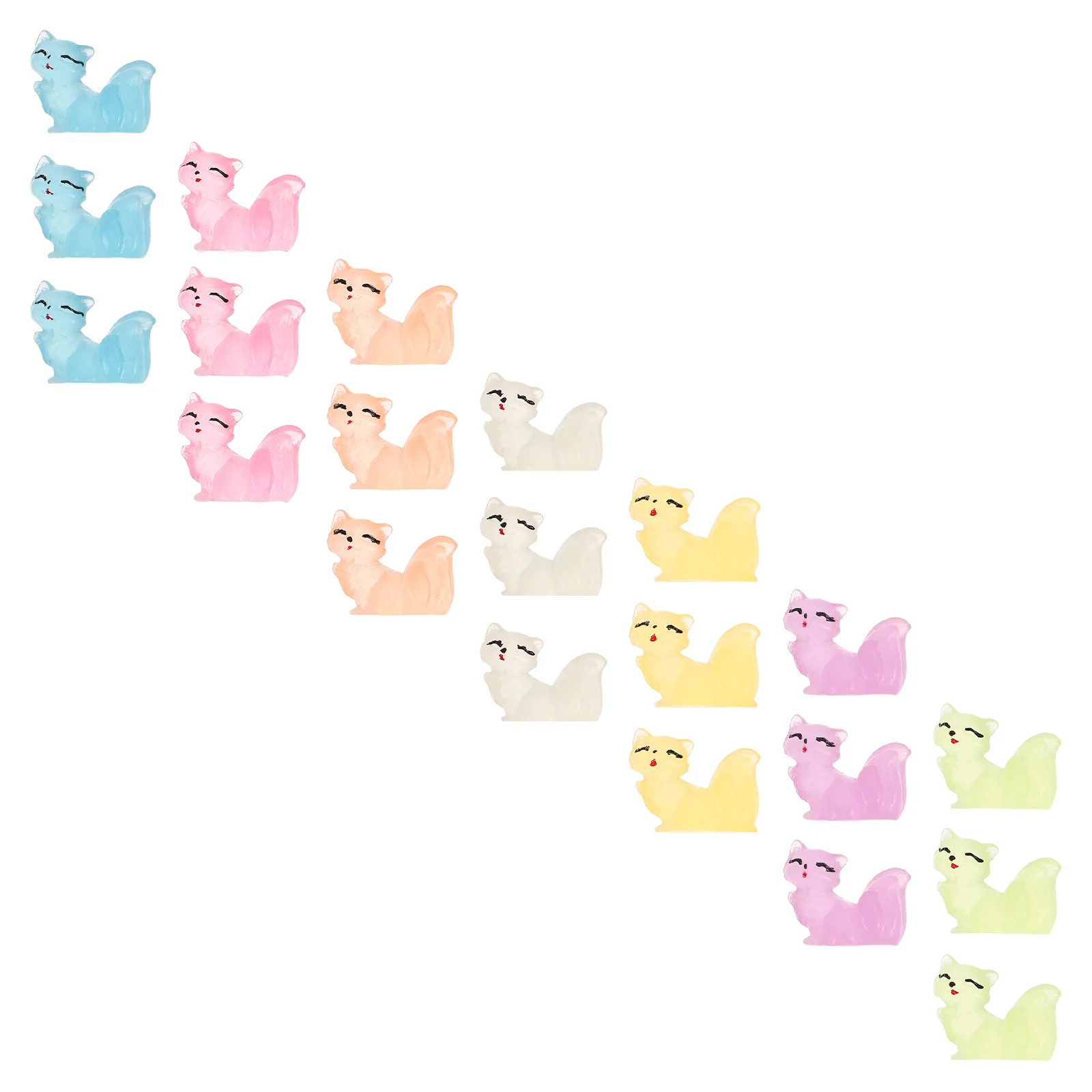 

21Pcs Glow-in-The-Dark Mini Fox Resin Figures Cute Desk Ornaments Fairy Garden Micro Landscape Decor Fox Figure