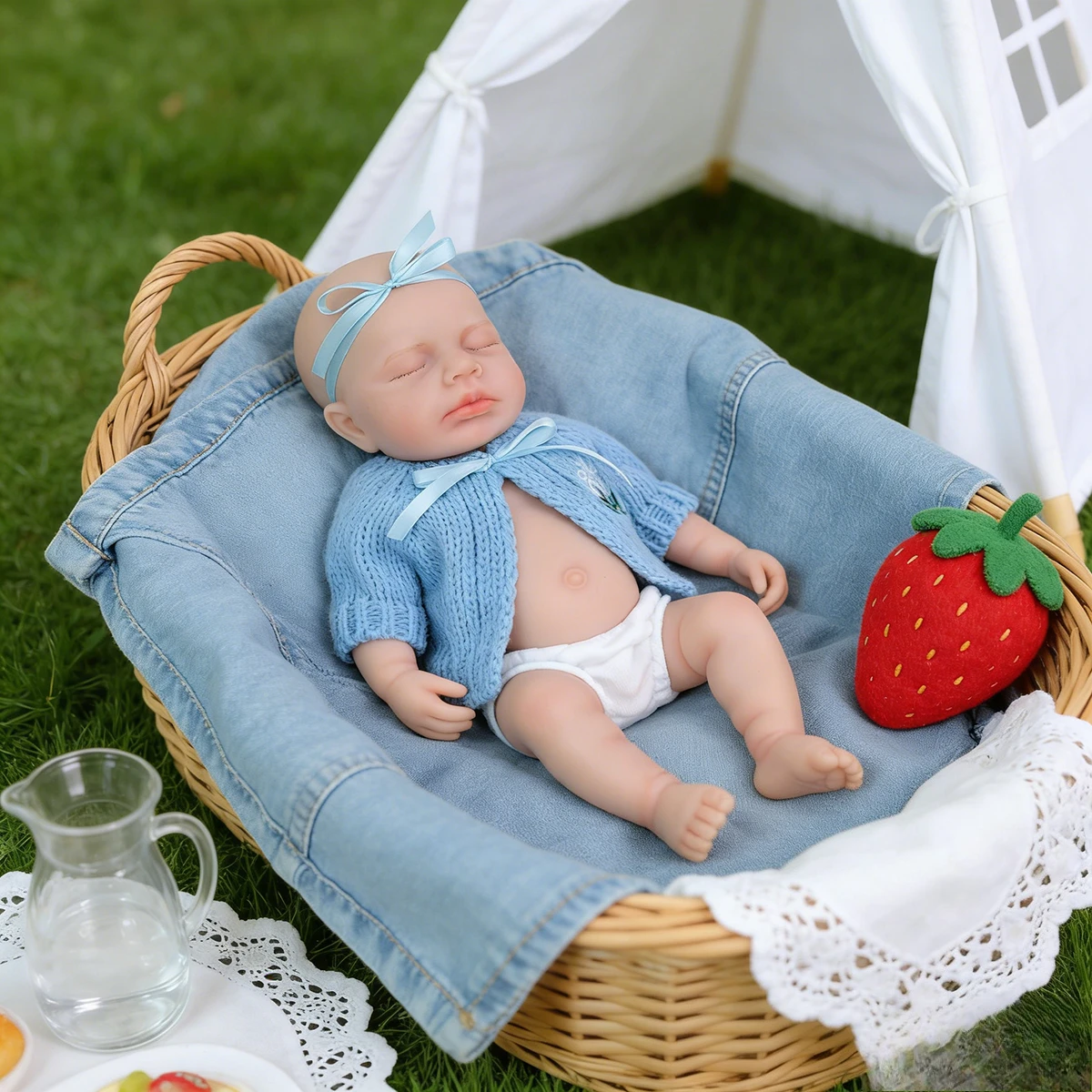 Boneca reborn de silicone platinado super macio de 12 '' Loulou – elástico flexível, estilo acordado realista |   Presente infantil de Natal