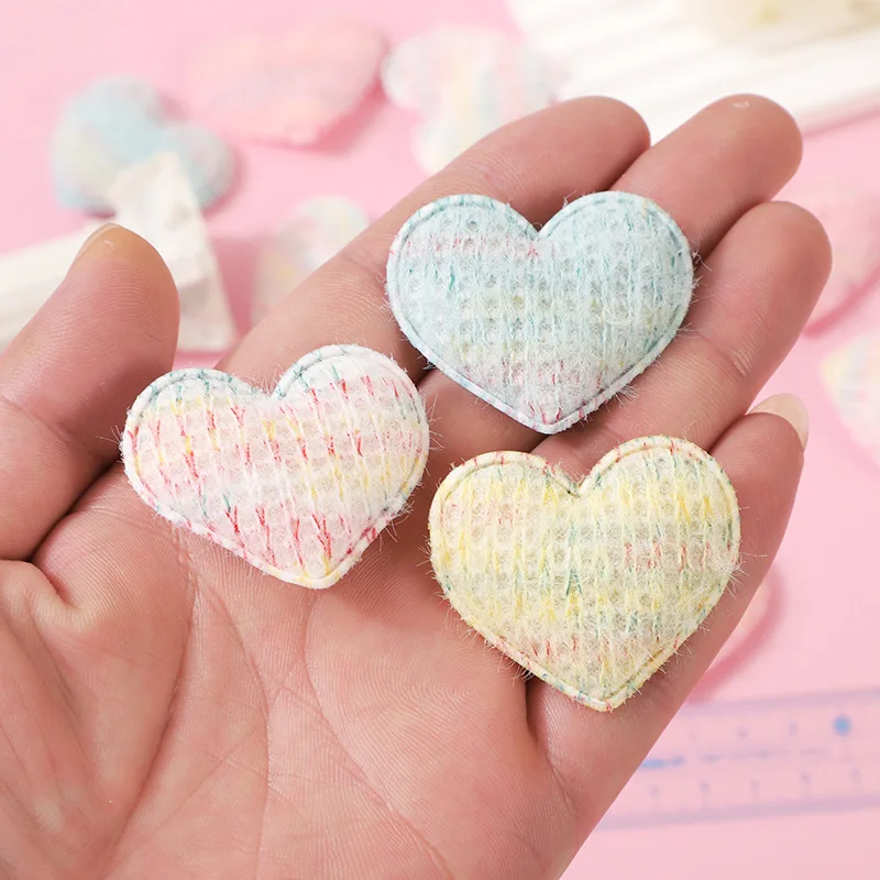 30 Stück 4,5 cm große, gepolsterte Häkelherz-Applikationen für DIY-Haarspangen-Zubehör, Kleidung, Kopfbedeckungen, Taschendekoration, Patches – Detail 5