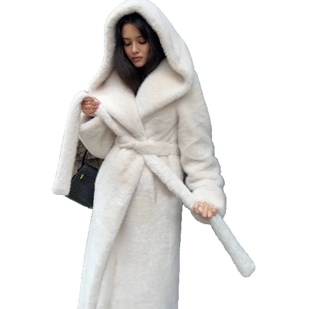 Hooded Pocket Belt Edgy Street with Extra Long Length No Hood Coat Streetwear Long Sleeve Regular Sleeve Summer Women Jacket