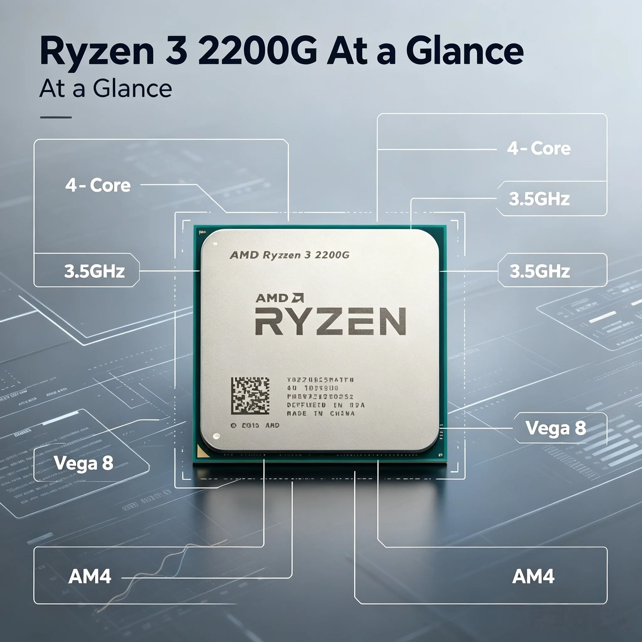 Used Tray CPU AMD Ryzen3 2200G R3 2200G 3.5GHz Base 3.7GHz Boost 4MB L3 Cache Socket AM4 Desktop APU Without Cooler