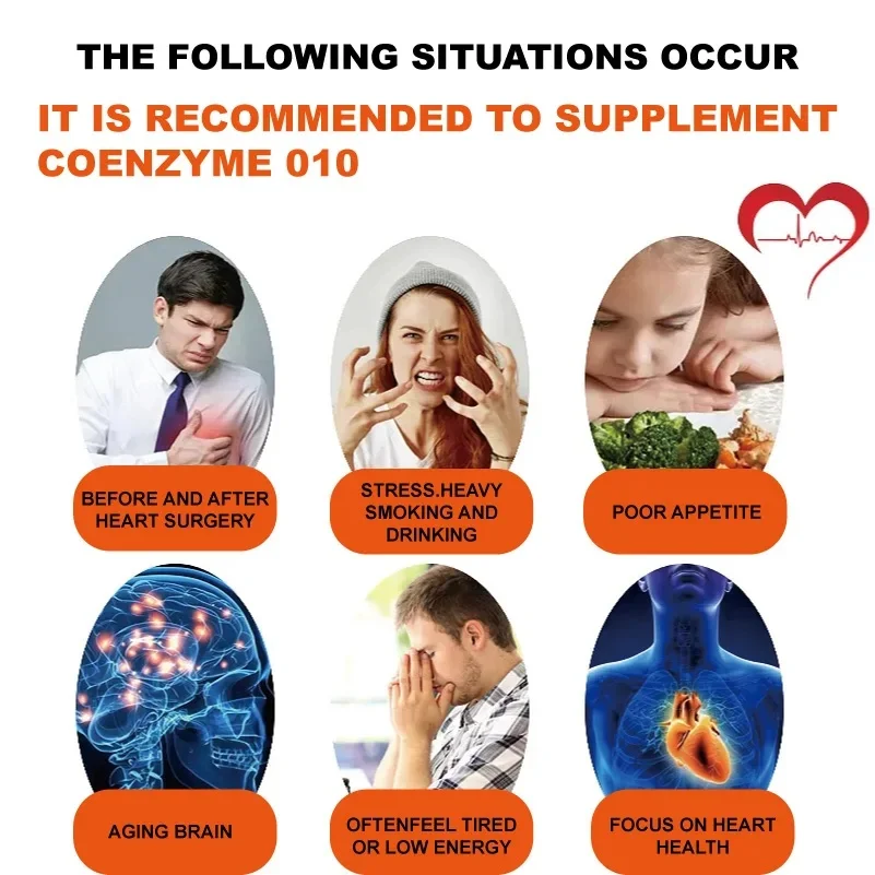 Coenzima Q10 400mg, absorción 3x, Soluble en agua y Liposoluble, suplemento Natural de coenzima Q10, soporte para la salud del corazón