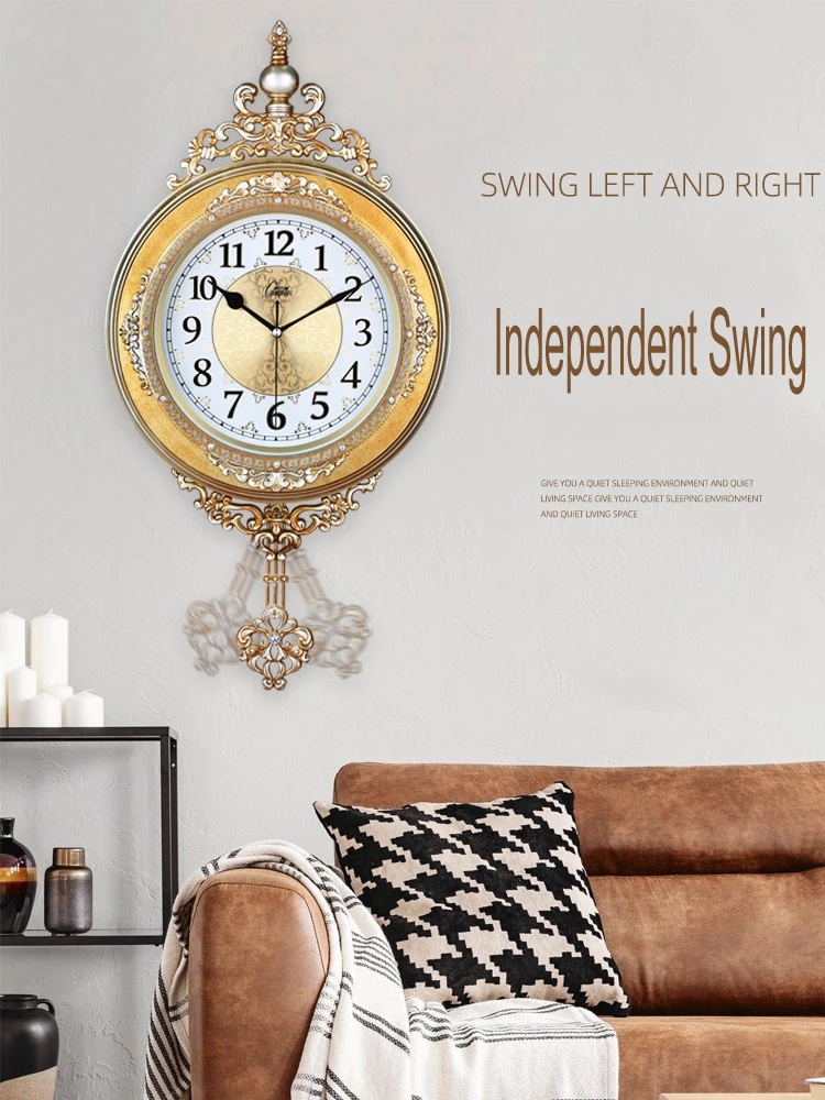 Luxurious dec orationcharacteristics fashion swing clock rustic mute clock modern pendulum clock vintage quality quartz clock