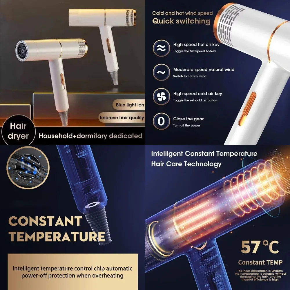 

The latest model of 2025 Anion Hair Dryer Professional Hairdressing High Speed Electric Turbine Drying Thermostat Processor Fast