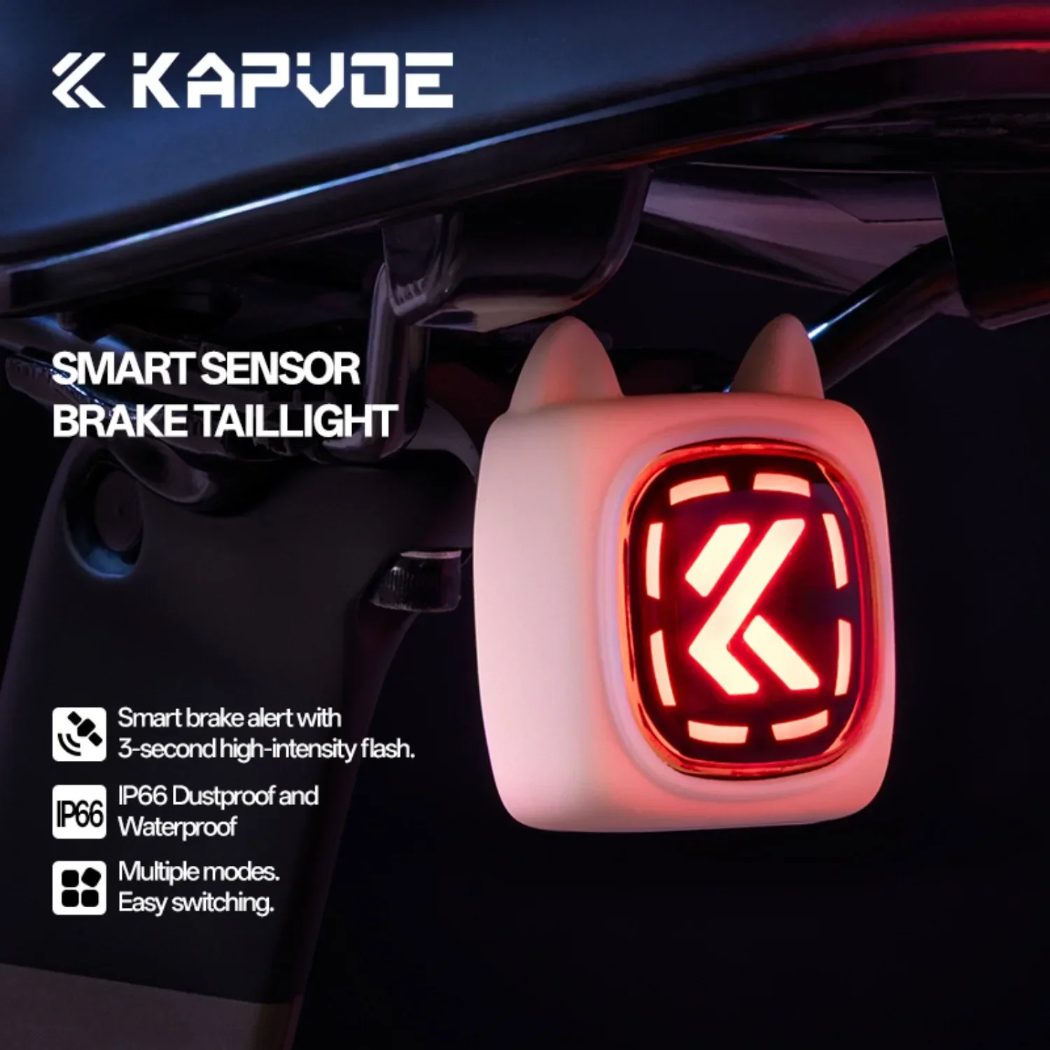 Kapvoe دراجة الضوء الخلفي LED القط تصميم دراجة الذيل ضوء الذكية الفرامل الاستشعار قابلة للشحن الدراجة الخفيفة MTB الطريق ضوء الليل #2