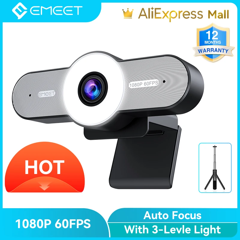 

Webcam 1080P 60FPS Autofocus Streaming Web Camera USB Camera with Microphone EMEET USB Computer Camera for Meeting/Gaming/Class