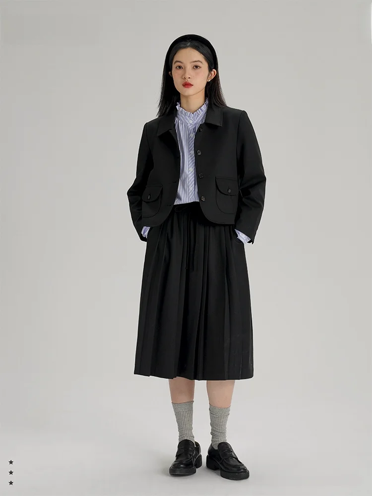 

Модный комплект из шерстяного костюма и юбки в стиле преппи для женщин, новая весенняя коллекция 2024 года, дизайн в клетку, образ для кампуса