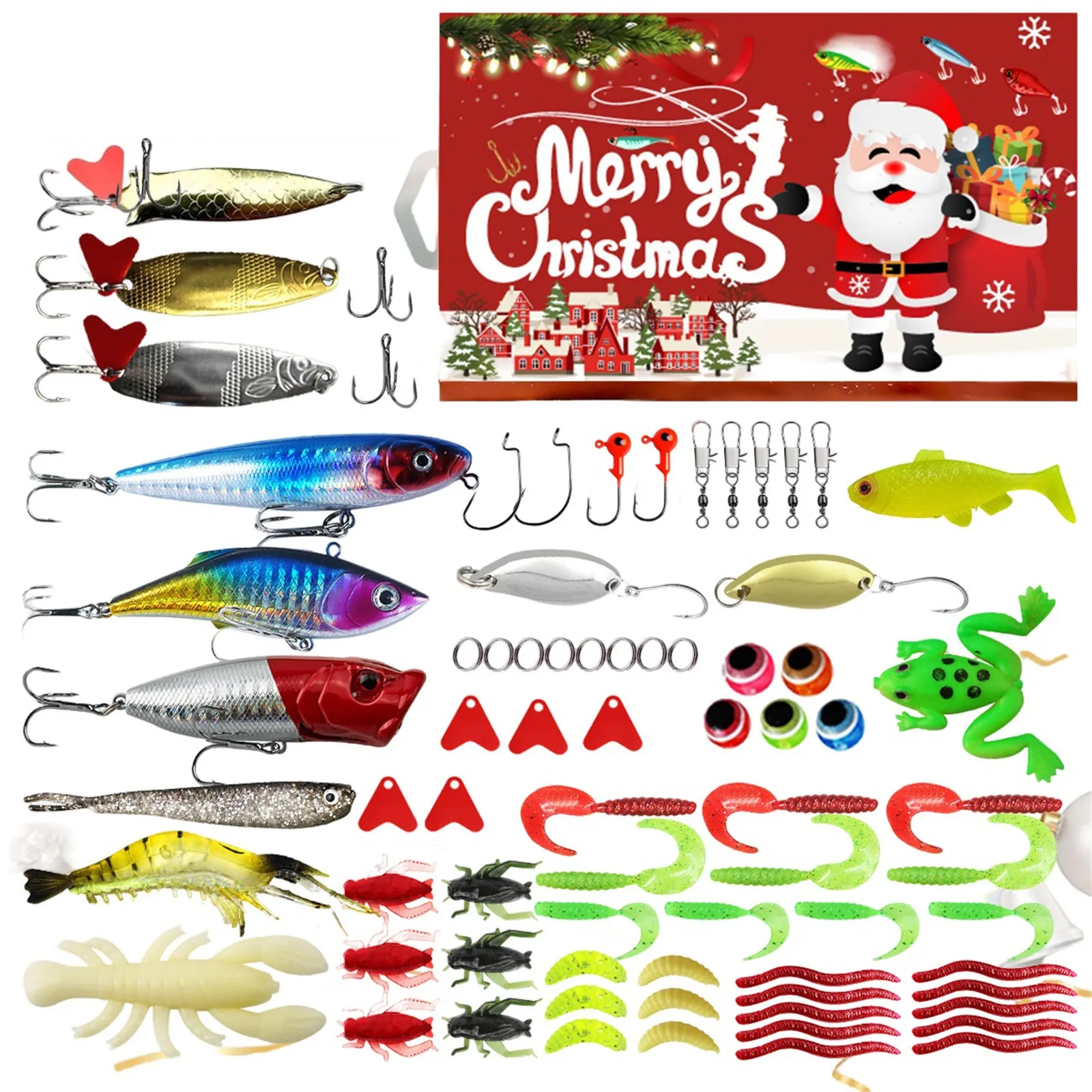 78pcs Advent Calendar Fishing Countdown, Fishing Tackle Advent Calendar For Fish Adult Men Teen Boys, 2024 Surprise Gift